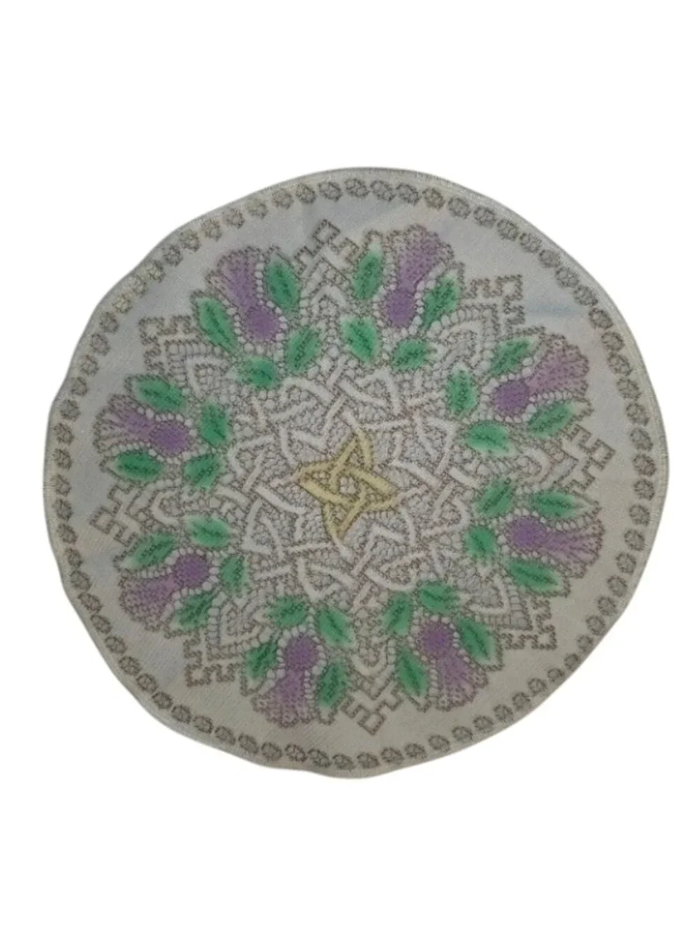 Scottish Celtic Knot Doily Traditional Thistle Motif Geometric Decor Round